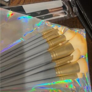 Studio Makeup Brush Set with Gold and Gray Handles